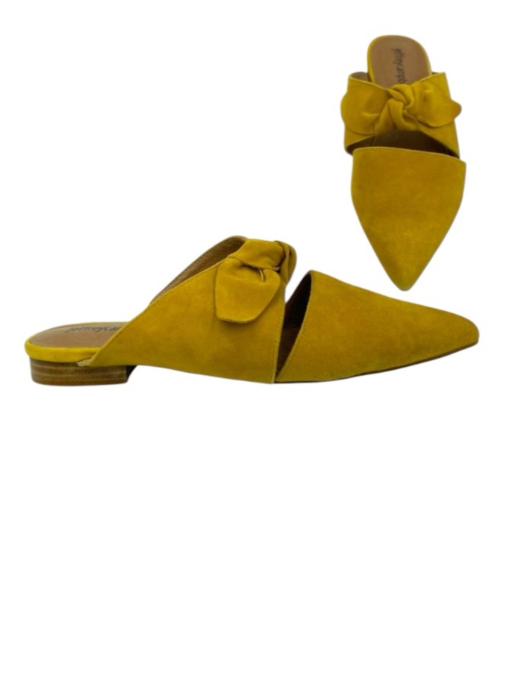 Jeffrey Campbell X Free People Charlie Bow Mule Pointed Toe Mustard Suede 7